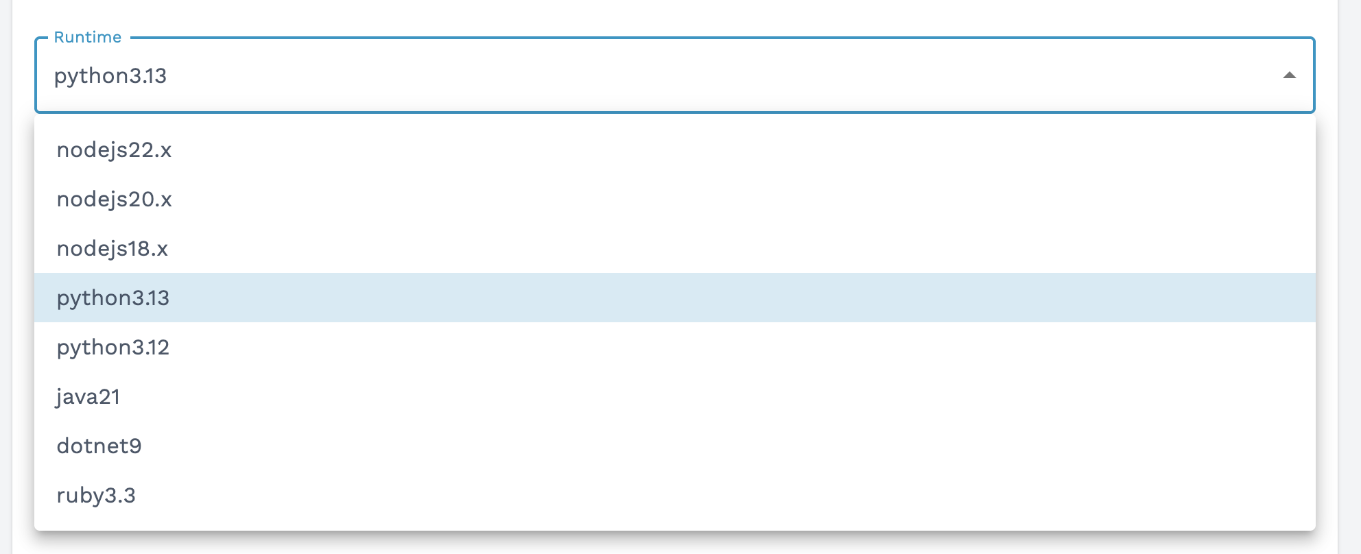 Zambda runtimes in the console